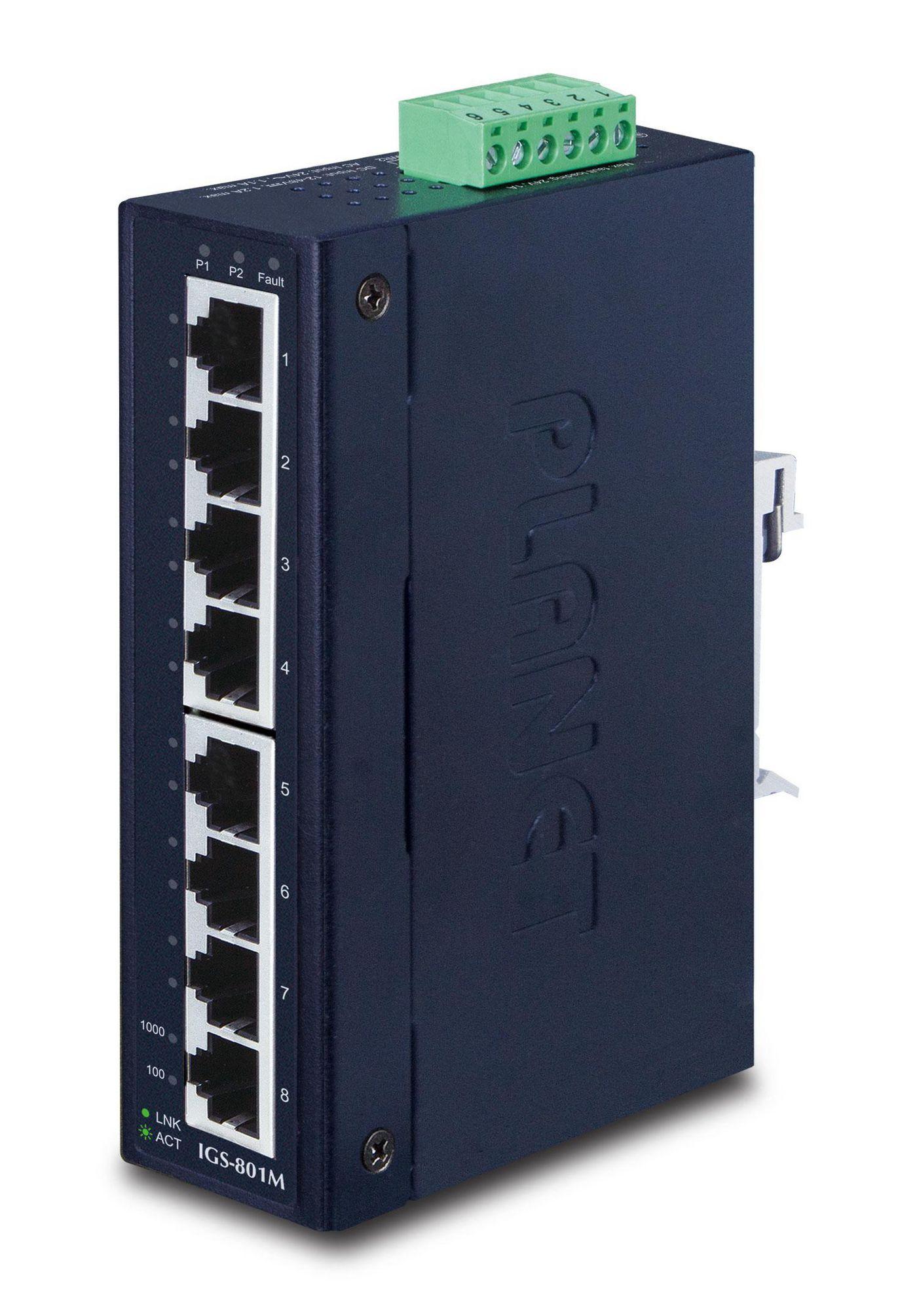 PLANET IGS-801M switch di rete Gestito L2/L4 Gigabit Ethernet 10/100/1000 1U Blu (IP30 Slim type 8-P Industrial - Manageable Gi