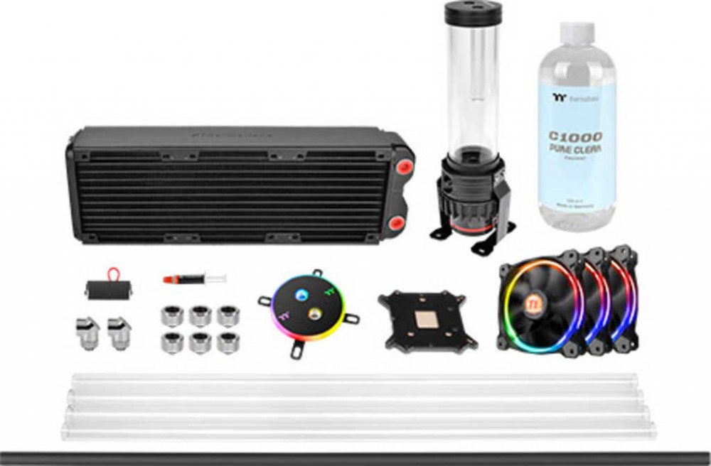 Kit di raffreddamento ad acqua con tubo rigido Pacific M360 D5 da 360 mm nero