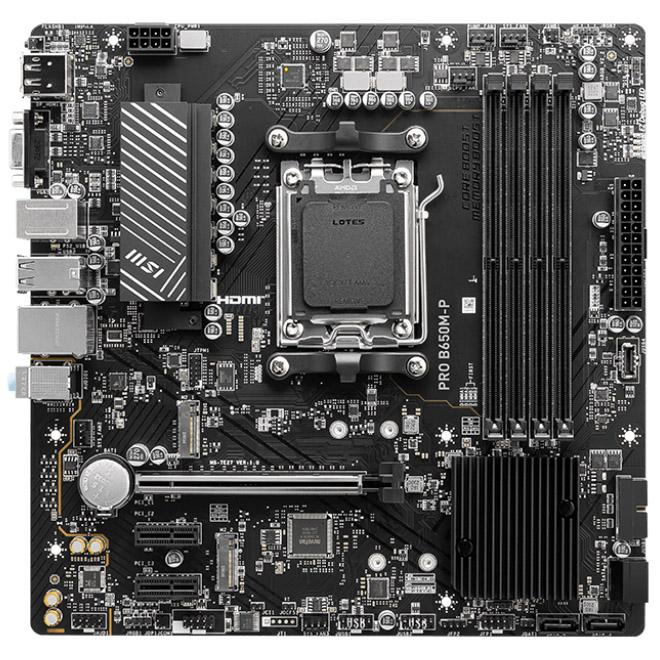 MSI MB AMD B650 B650M-P AM5 4DDR5 1PCI-Ex162PCI-Ex12M.24SATA33USB3.2 Gen2(2A1C)4USB3.2 Gen