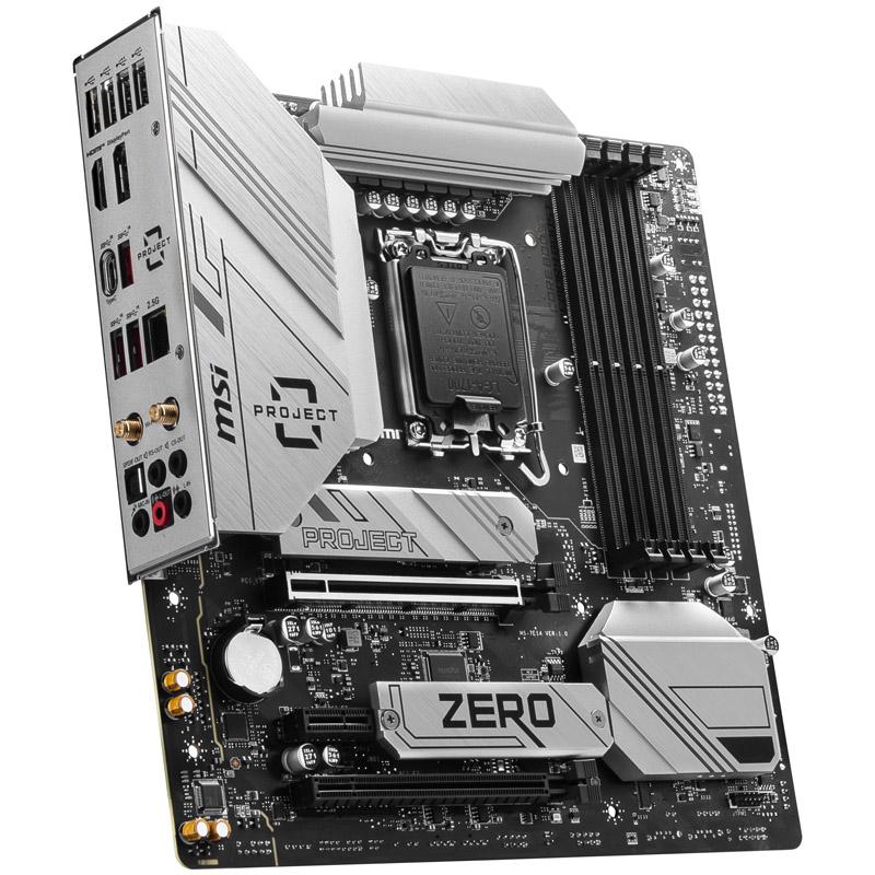 MSI MB B760M PROJECT ZERO B760M STD LGA17004DDR52PCI-Ex161PCI-Ex12M.24SATA31USB3.2 Gen2x24US