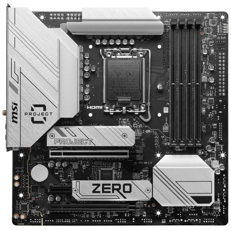 MSI MB B760M PROJECT ZERO B760M STD LGA17004DDR52PCI-Ex161PCI-Ex12M.24SATA31USB3.2 Gen2x24US