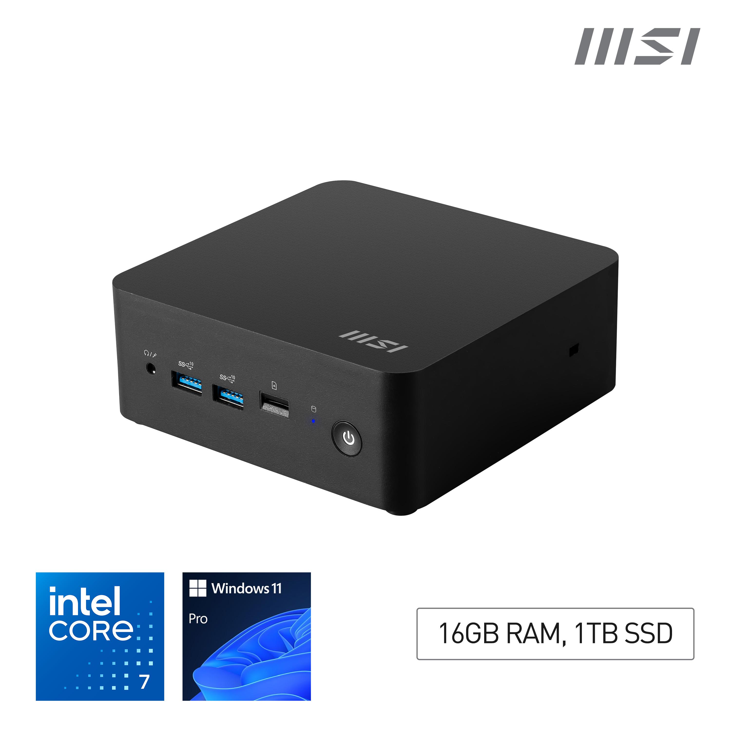 MSI Cubi NUC 1M i7 150U FS 16GB 1TB W11P Intel Core 7 DDR5-SDRAM SSD Windows 11 Pro Mini PC Nero