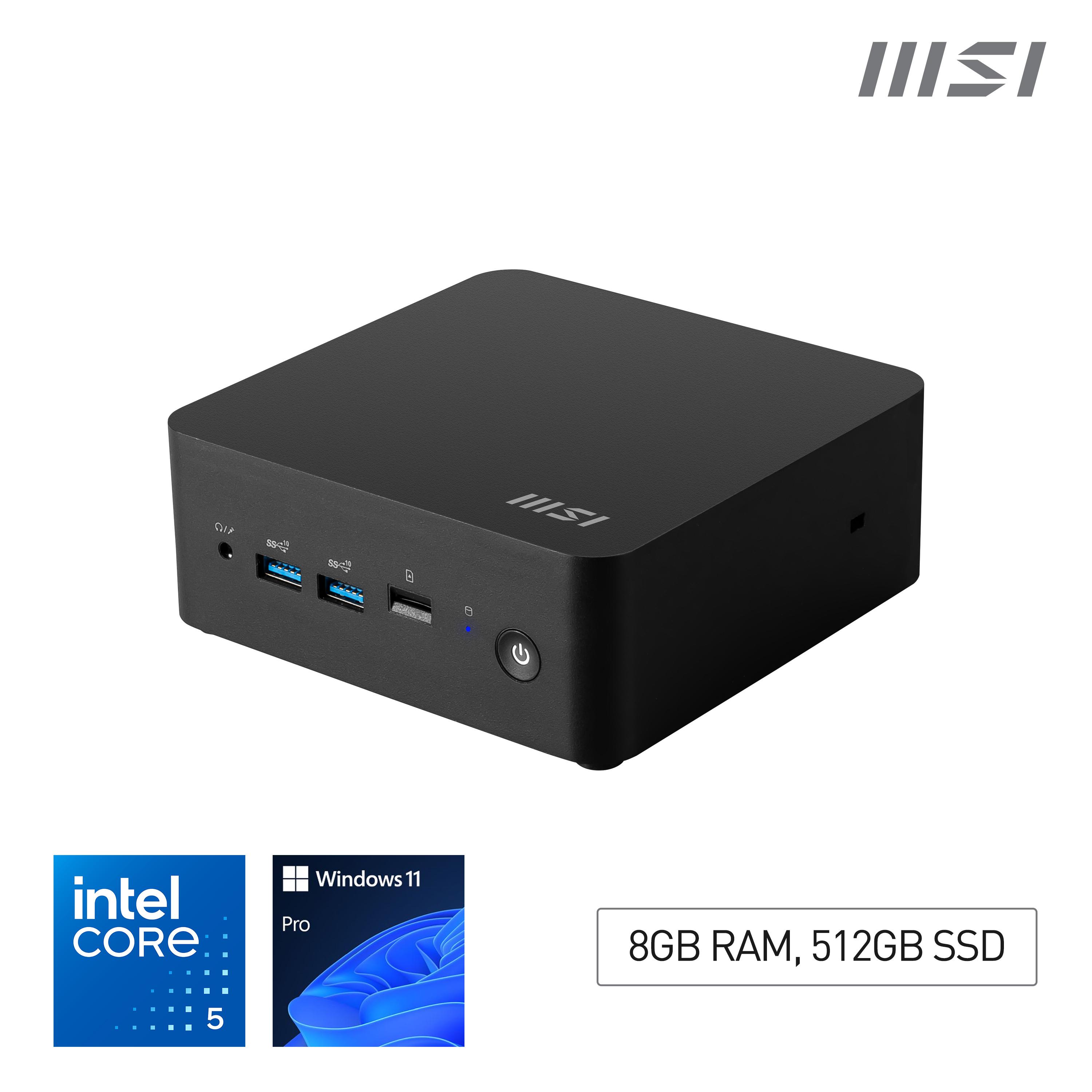 MSI Cubi NUC 1M i5 120U FS 8GB 512GB W11P Intel Core 5 DDR5-SDRAM SSD Windows 11 Pro Mini PC Nero