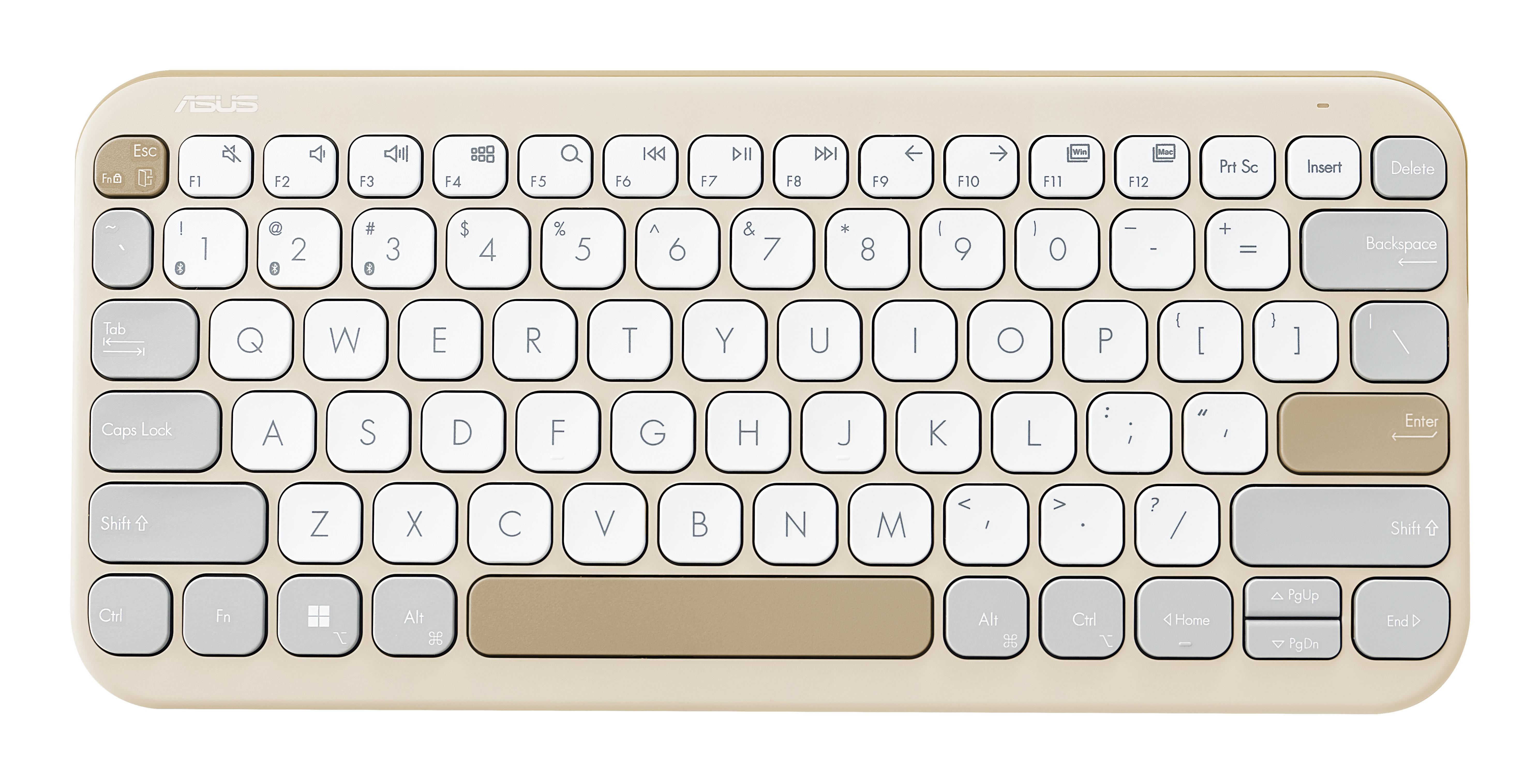 ASUS Marshmallow Keyboard KW100 tastiera Casa Bluetooth Beige Grigio Bianco