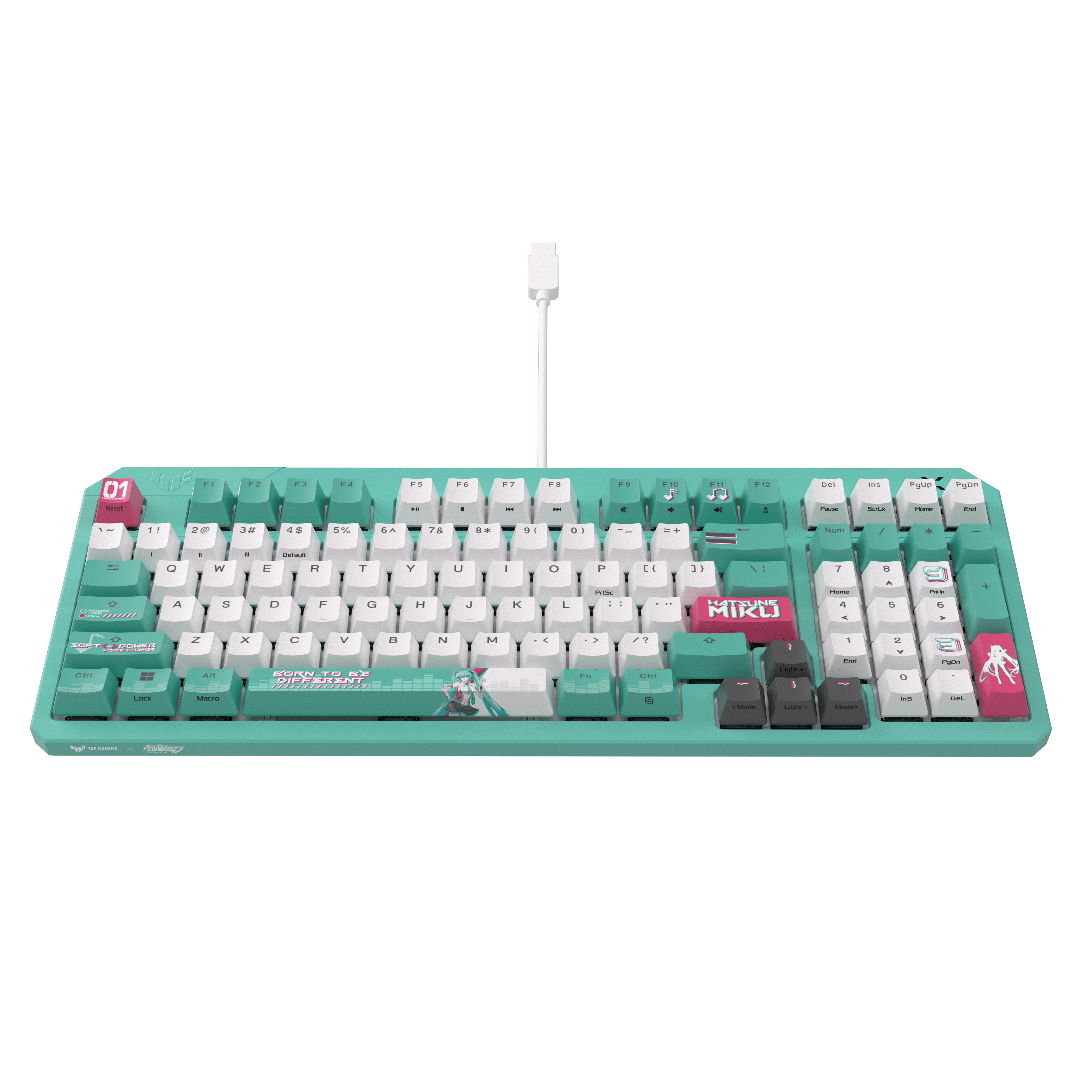 ASUS TUF Gaming K3 Gen II Hatsune Miku Edition tastiera USB Colore menta, Bianco