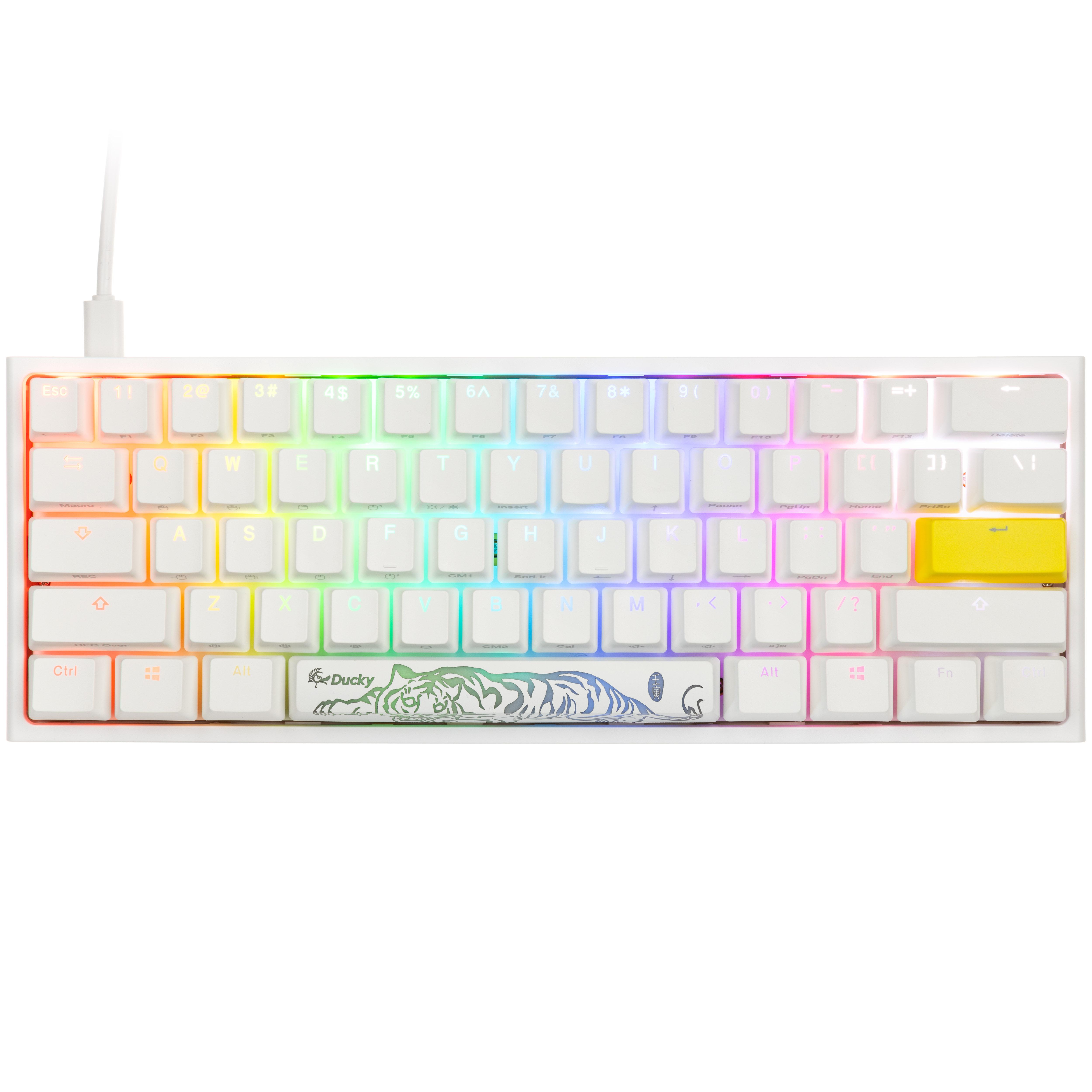 Tastiera da gioco Ducky One 2 Pro Mini White Edition, LED RGB - Cherry Silent Red (US) (DKON2061st SUSPDWWT2)