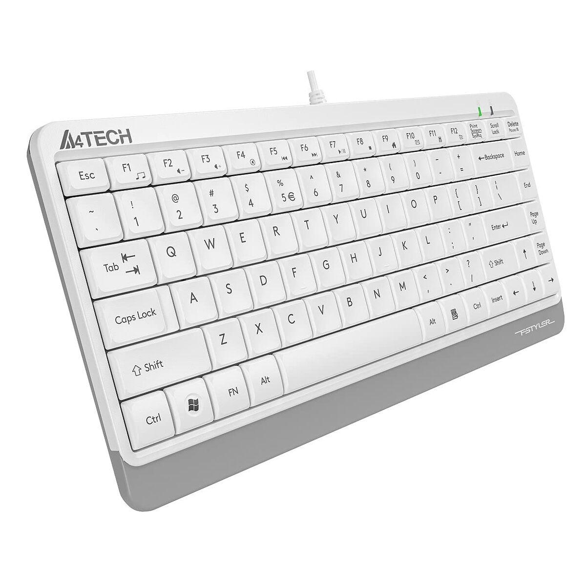 Tastiera A4 Tech A4TKLA47119 QWERTY Bianco Inglese