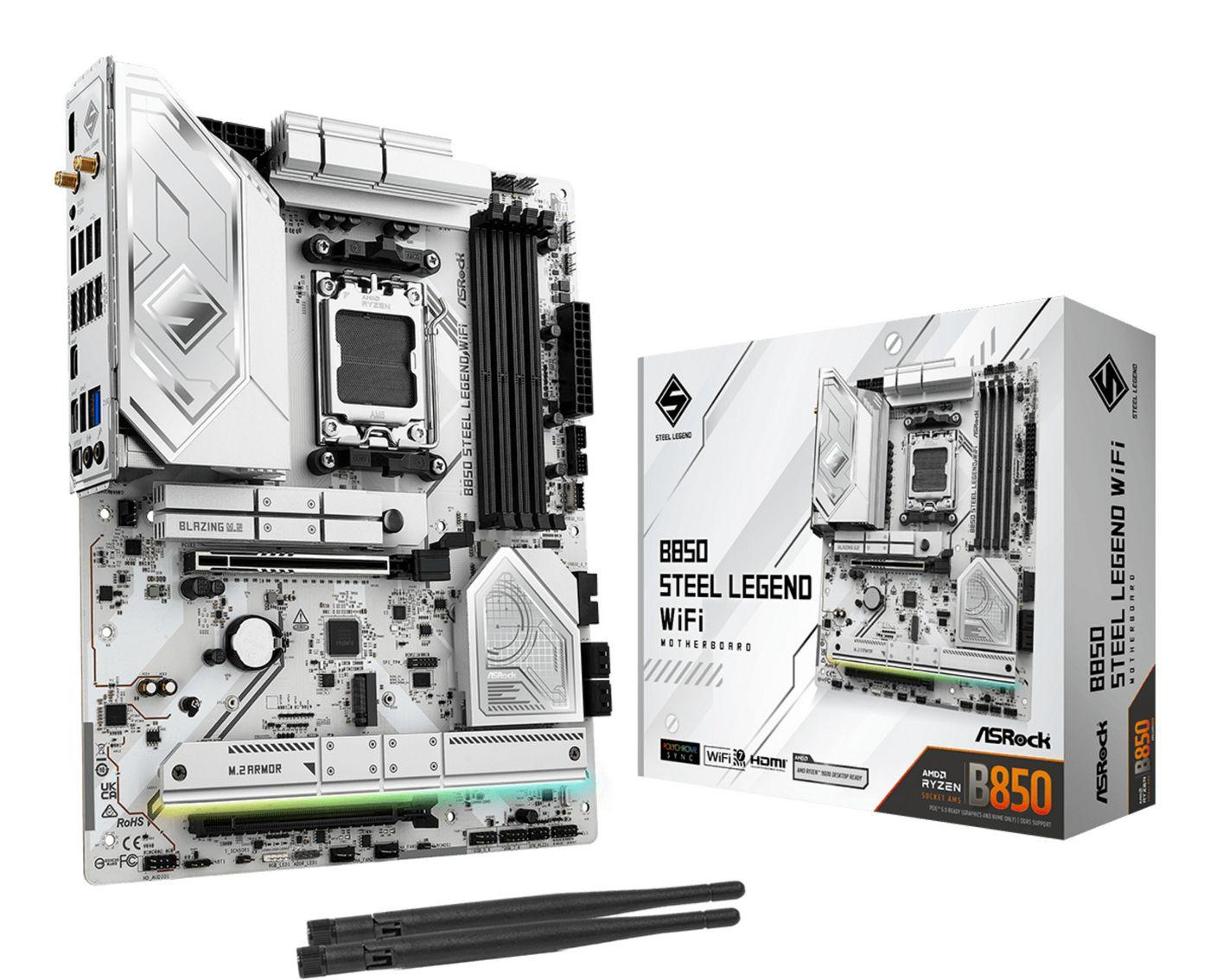 Asrock B850 STEEL LEGEND WIFI AMD B850 AM5 ATX 4 DDR5 HDMI Wi-Fi 7 2.5G LAN RGB 4x M.2