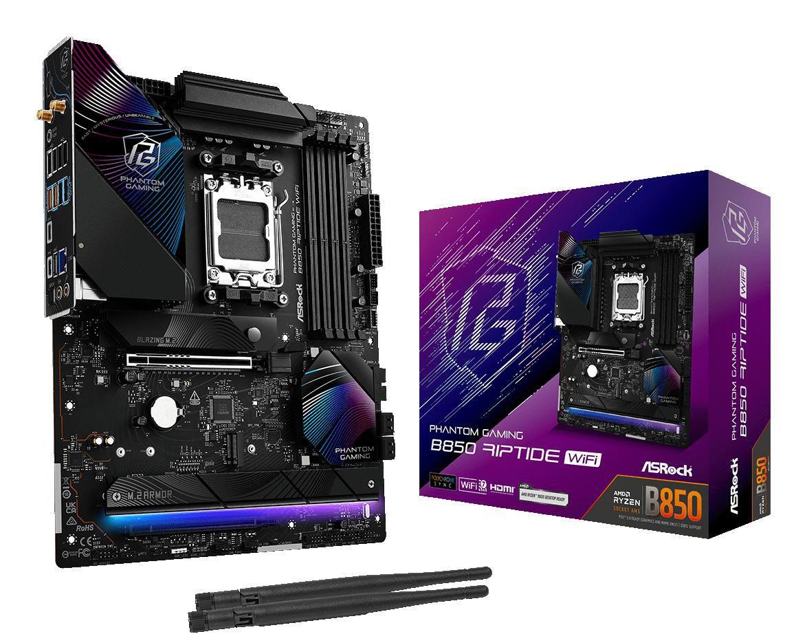 Asrock B850 RIPTIDE WIFI AMD B850 AM5 ATX 4 DDR5 HDMI Wi-Fi 7 2.5G LAN RGB 4x M.2
