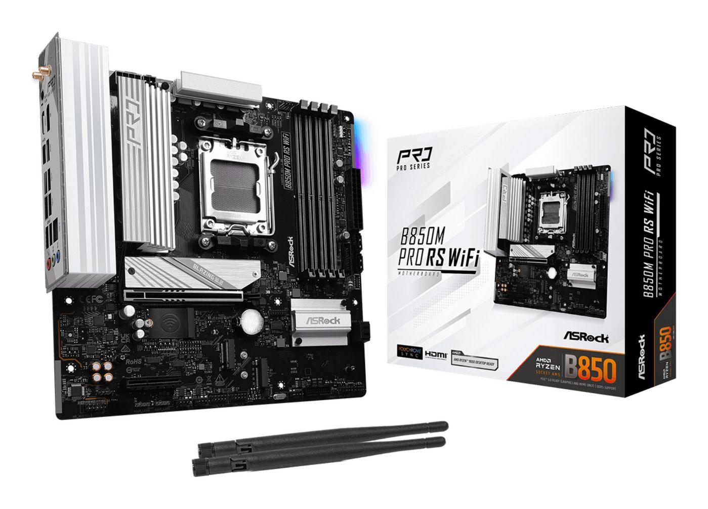 Asrock B850M PRO RS WIFI AMD B850 AM5 Micro ATX 4 DDR5 HDMI DP Wi-Fi 6E 2.5G LAN RGB 3x M.2
