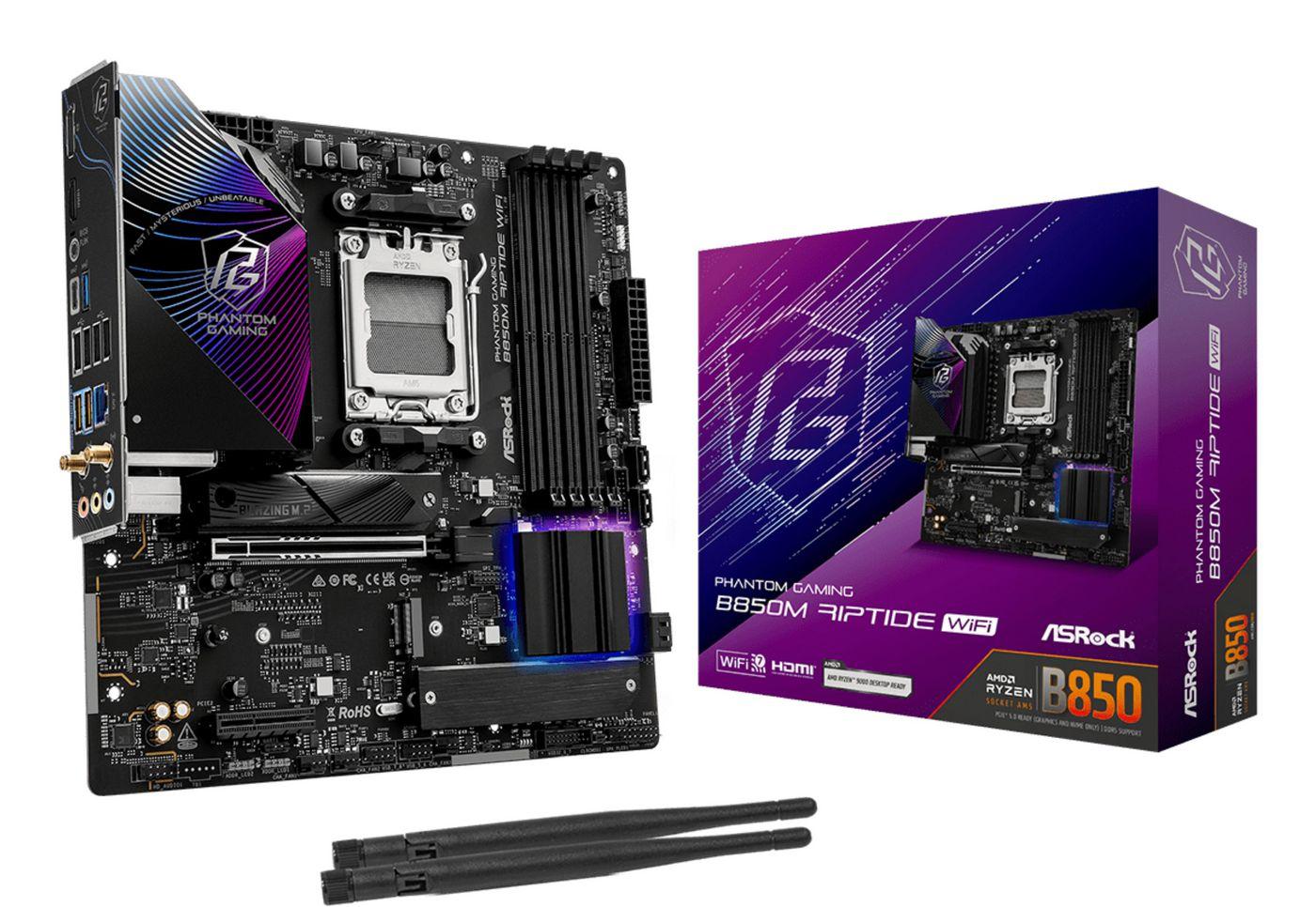 Asrock Phantom Gaming B850M Riptide WiFi AMD B850 Socket AM5 micro ATX (ASRock Phantom Gaming - bundkort - mic)