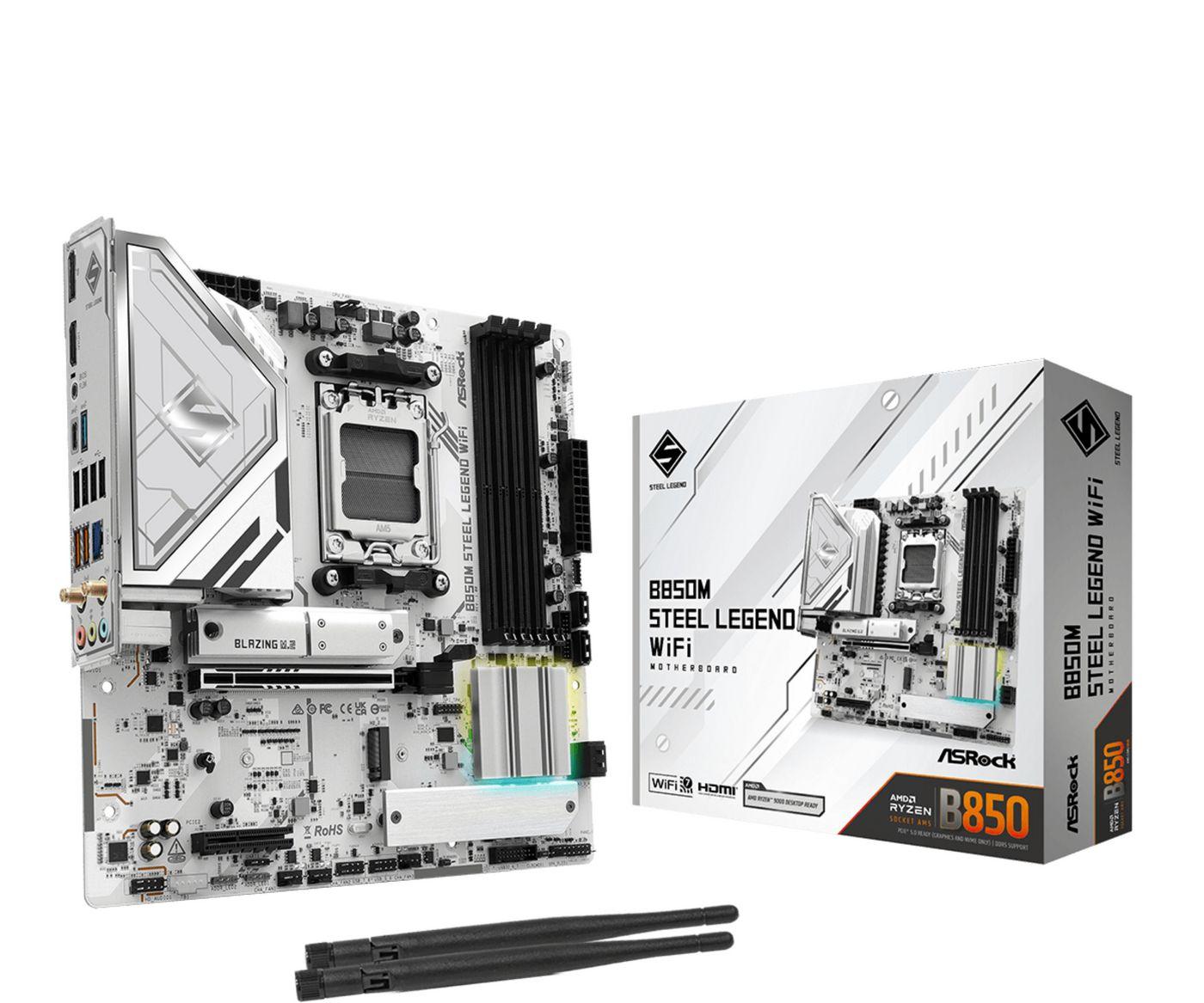 Asrock B850M Steel Legend WiFi AMD B850 Socket AM5 micro ATX (ASRock B850M Steel Legend WiFi AMD AM5 Socket Motherboard Micro-A