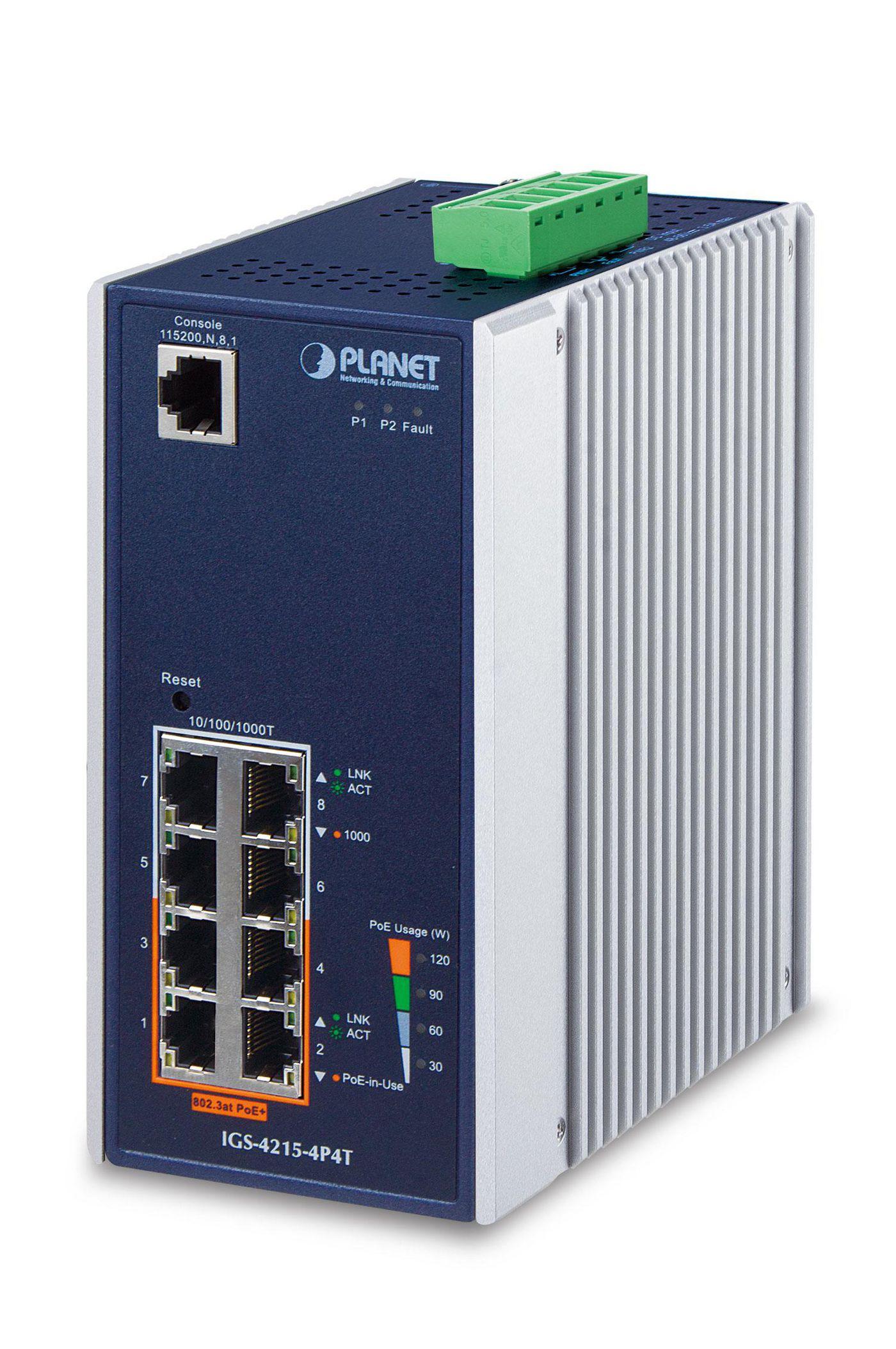 PLANET IGS-4215-4P4T switch di rete Gestito L2/L4 Gigabit Ethernet 10/100/1000 Supporto Power over Ethernet PoE Blu Bianco (IP3