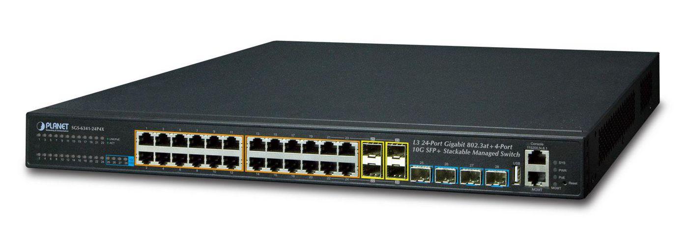 PLANET SGS-6341-24P4X switch di rete Gestito L3 Gigabit Ethernet 10/100/1000 Supporto Power over Ethernet PoE 1U Nero (Layer 3
