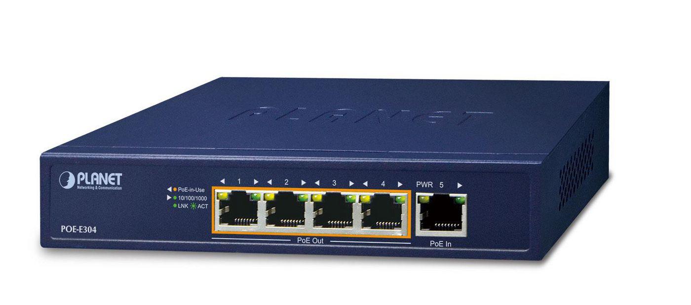 PLANET POE-E304 moltiplicatore di rete Ricevitore e trasmettitore di rete Blu 10 100 1000 Mbit/s (1-P 60W Ultra PoE to 4-P - 80