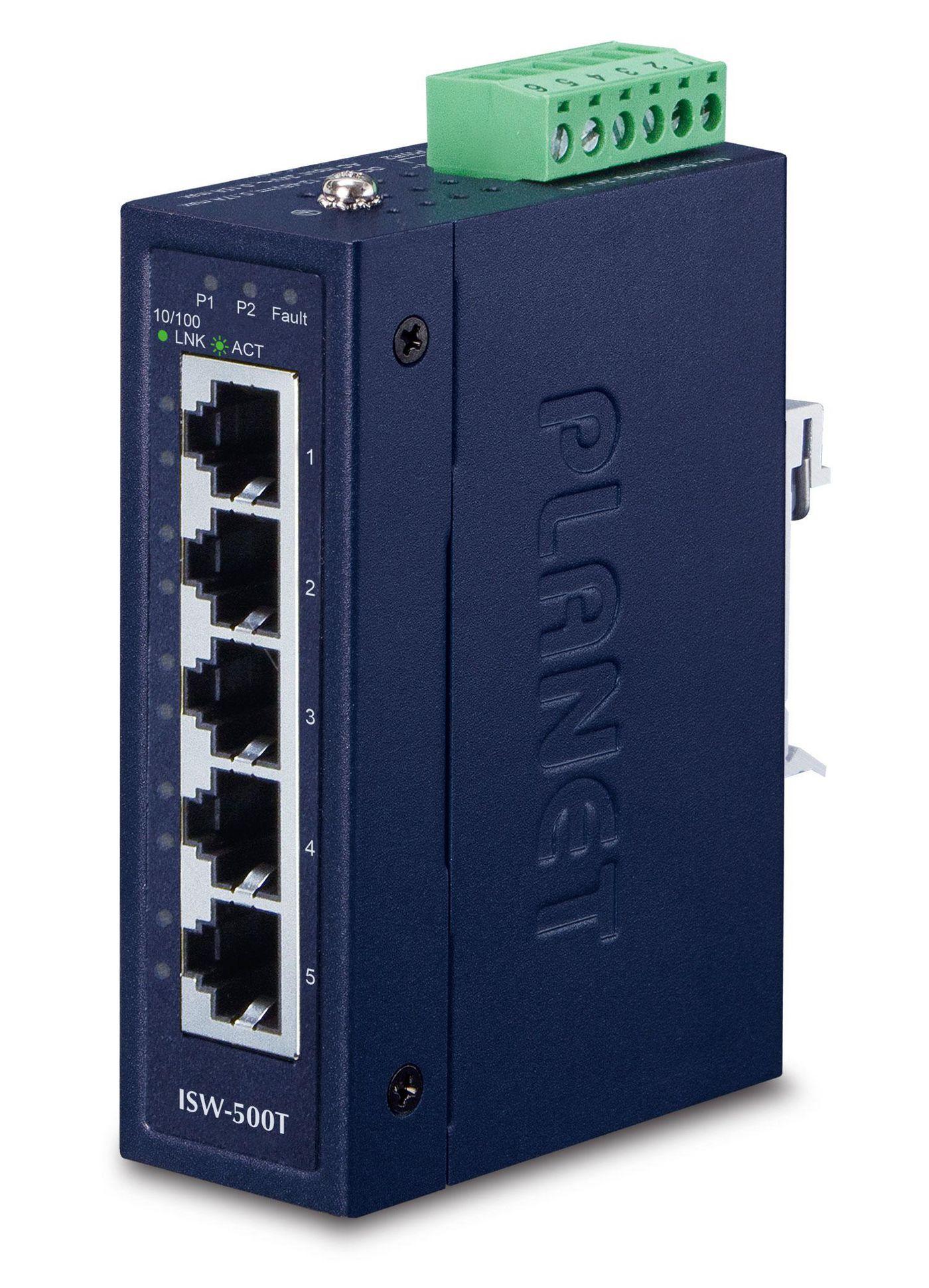 PLANET ISW-500T switch di rete Non gestito Fast Ethernet 10/100 Blu (IP30 Compact size 5-Port - 10/100TX Fast Ethernet Switch -