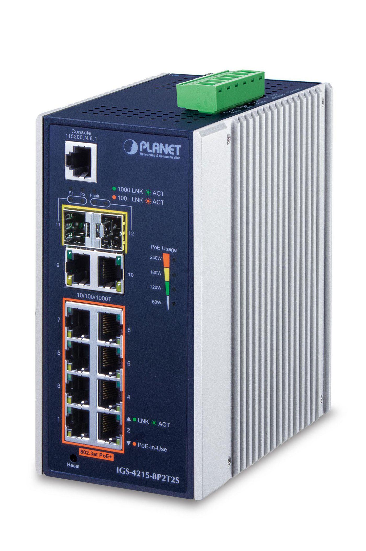 PLANET IGS-4215-8P2T2S switch di rete Gestito L2/L4 Gigabit Ethernet 10/100/1000 Supporto Power over Ethernet PoE Blu Argento (