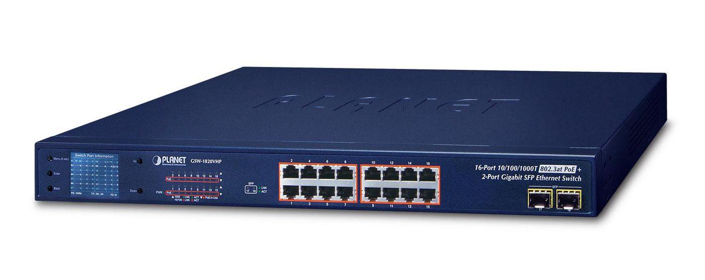 16 porte 10/100/1000T 802.3at