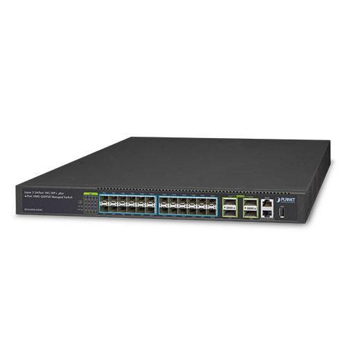 PLANET XGS-6350-24X4C switch di rete Gestito L3 1U Nero (Layer 3 24-Port 10G SFP - 4-Port 40G/100G QSFP28 - Managed Switch with
