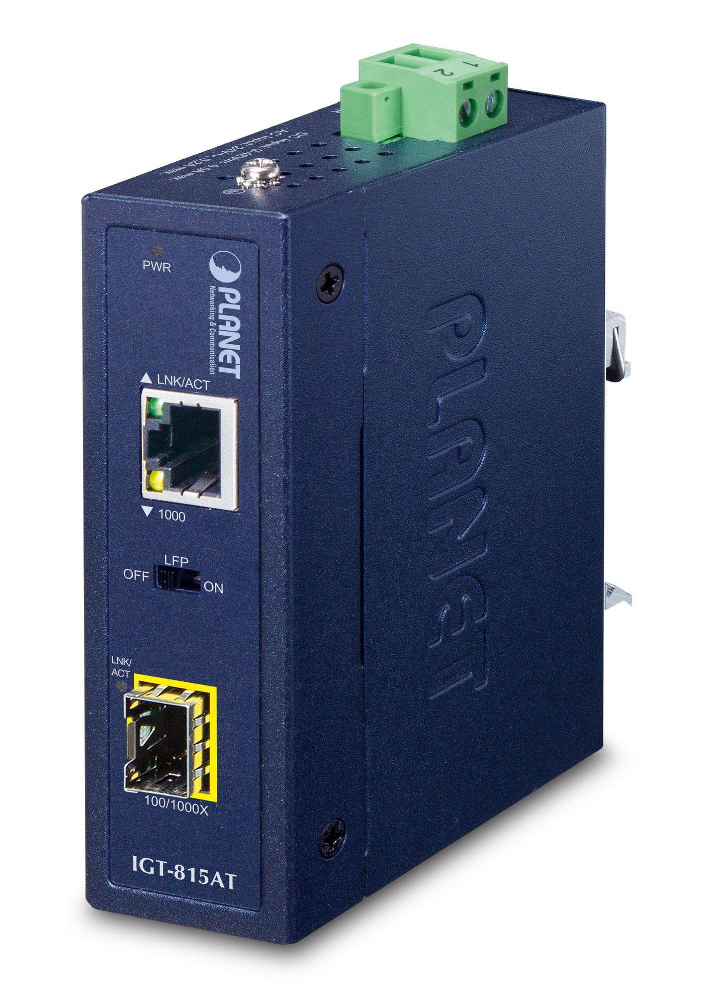 PLANET IGT-815AT convertitore multimediale di rete 1000 Mbit/s Modalit multipla Modalit singola Blu (IP30 Compact size Indust