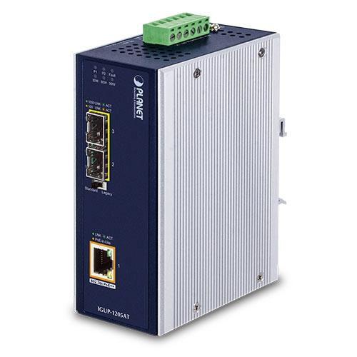 PLANET IGUP-1205AT convertitore multimediale di rete 1000 Mbit/s Modalit multipla Modalit singola Blu (Industrial 2-Port 100/