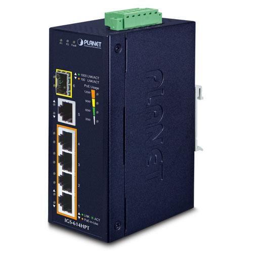 PLANET IGS-614HPT switch di rete Non gestito Gigabit Ethernet 10/100/1000 Supporto Power over Ethernet PoE Blu (IP40 Industrial