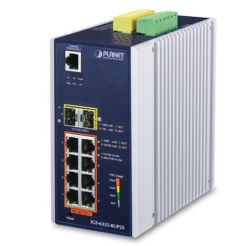 PLANET IGS-6325-8UP2S switch di rete Gestito L3 Gigabit Ethernet 10/100/1000 Supporto Power over Ethernet PoE Alluminio Nero (P