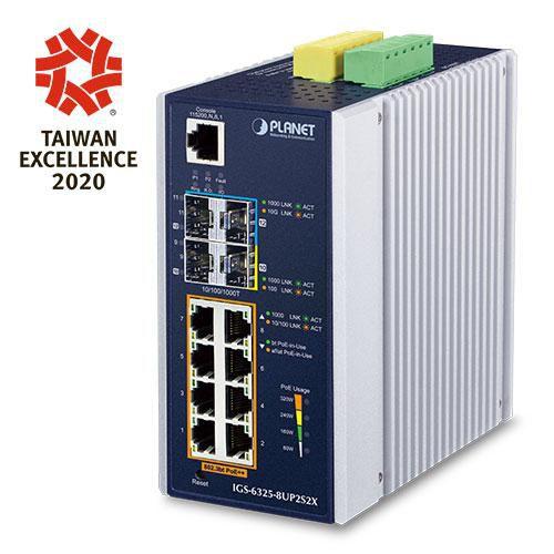 PLANET IP30 DIN-rail Industrial L3 8P Gestito Gigabit Ethernet 10/100/1000 Alluminio Blu (IP30 DIN-rail Industrial L3 8P - 10/1