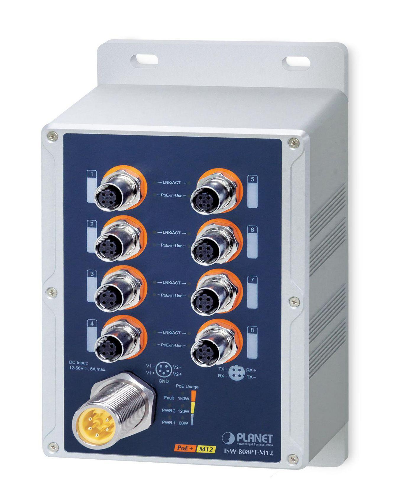 PLANET IP67-rated Industrial 8-Port Non gestito Supporto Power over Ethernet PoE Blu Grigio (IP67-rated Industrial 8-Port - 10/