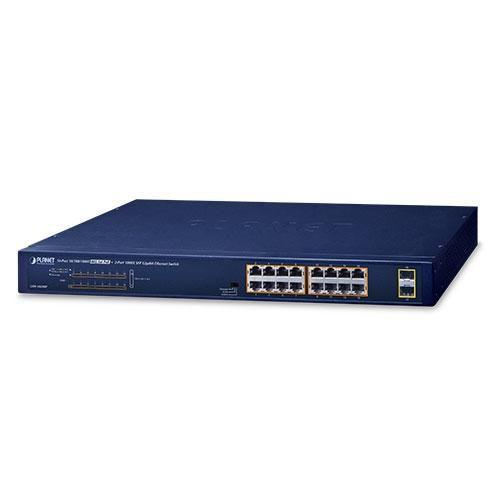 PLANET GSW-1820HP switch di rete Non gestito Gigabit Ethernet 10/100/1000 Supporto Power over Ethernet PoE 1U Blu (16-Port 10/1