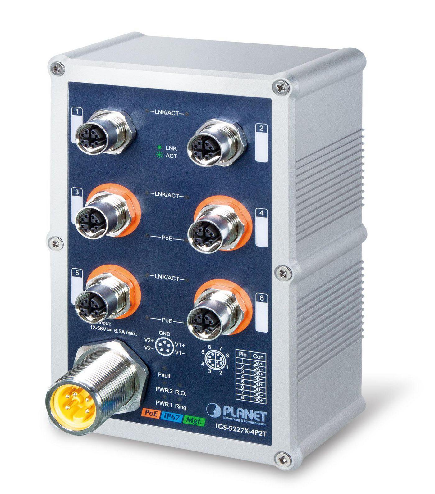 PLANET IP67-rated Industrial L2 Gestito L2 Supporto Power over Ethernet PoE Blu Grigio (IP67-rated Industrial L2 - 4-Port 10/10