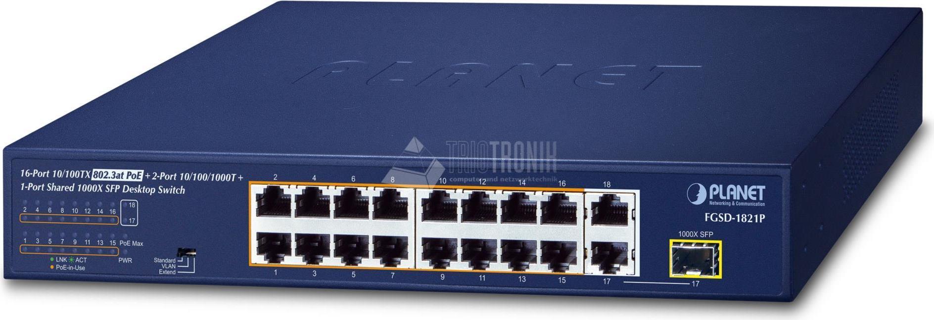 PoE 10/100TX 802.3at a 16 porte