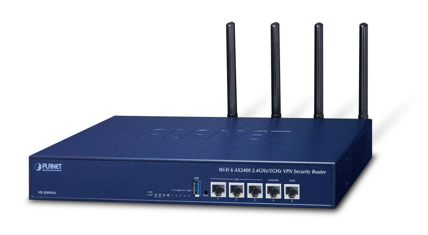 PLANET Wi-Fi 6 AX2400 2.4GHz/5GHz router wireless Gigabit Ethernet Blu (Wi-Fi 6 AX2400 2.4GHz/5GHz - VPN Security Router 2400Mb
