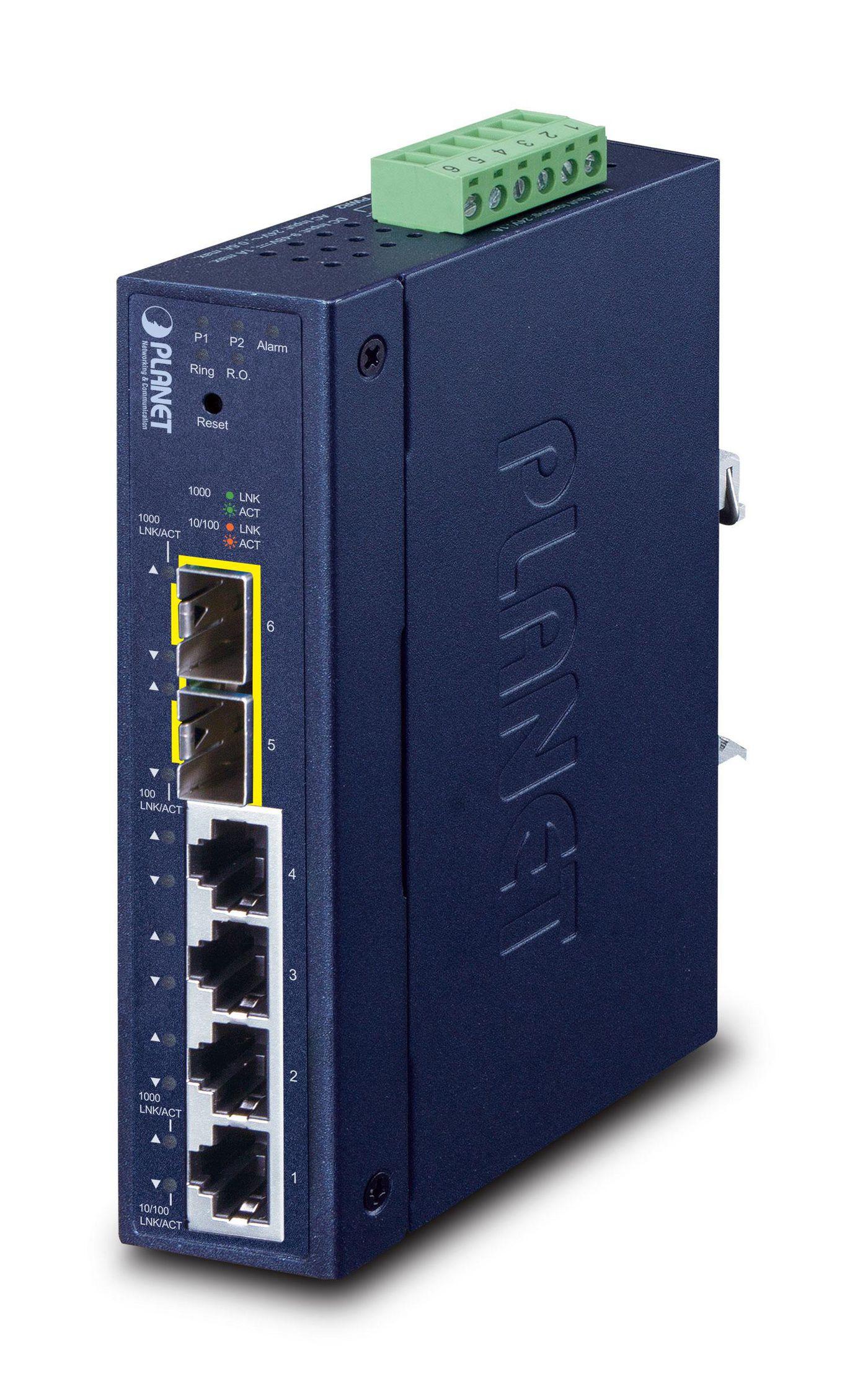 PLANET Industrial L2/L4 4-Port Gestito L2/L4 Gigabit Ethernet 10/100/1000 Blu (Industrial L2/L4 4-Port - 10/100/1000T 2-Port -