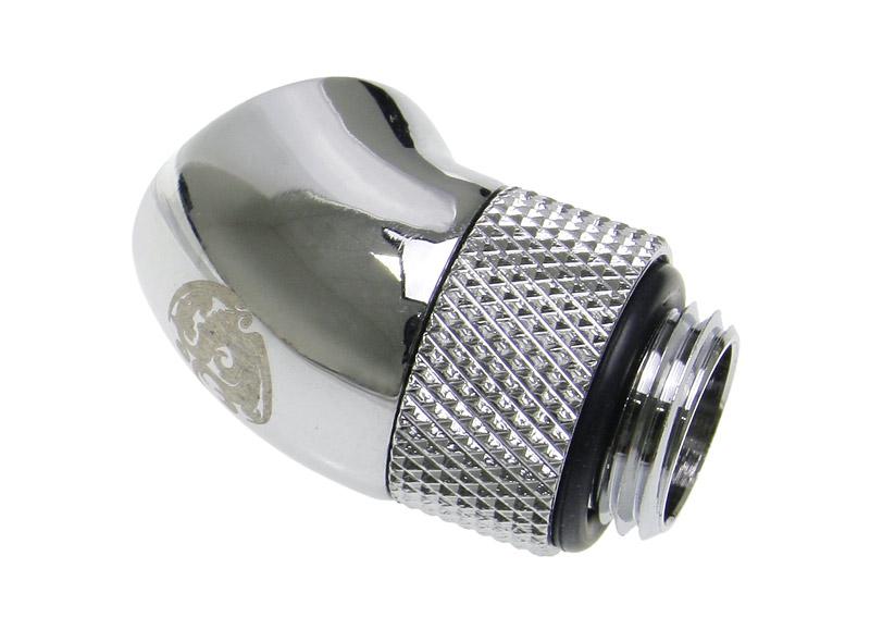 Adattatore da 45 gradi G1/4 pollici maschio a G1/4 pollici femmina - girevole, argento lucido