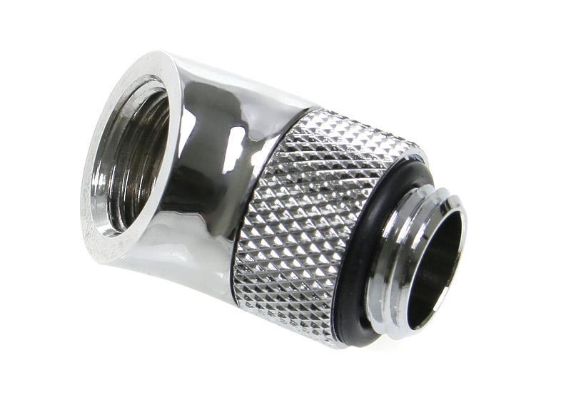 Adattatore da 45 gradi G1/4 pollici maschio a G1/4 pollici femmina - girevole, argento lucido