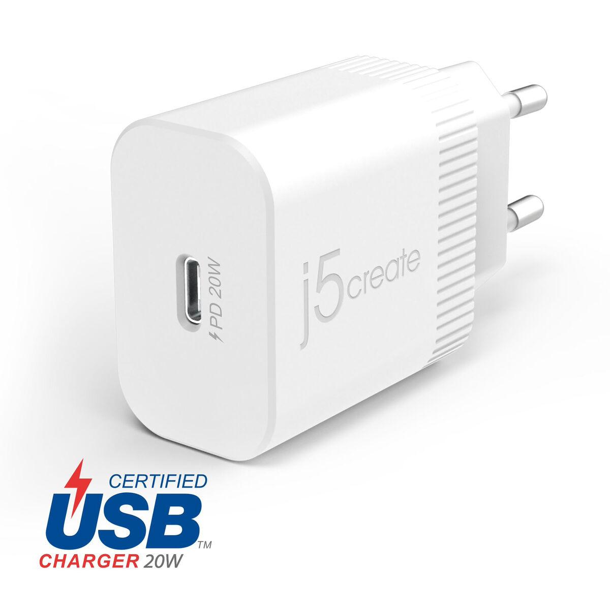 j5create JUP1420-EN Caricatore da parete PD USB-C a 20 W - UE (20W PD USB-C WALL CHARGER - EU - )