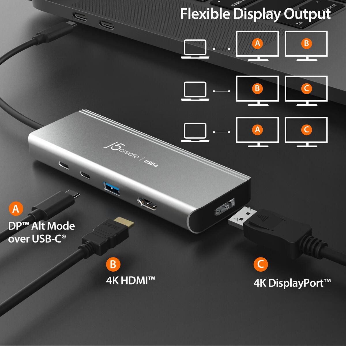 j5create JCD401-N Hub multiporta Dual 4K USB4ÃƒÂ¢Ã‚â€žÃ‚Â¢ (USB4 DUAL 4K MULTI-PORT HUB - )