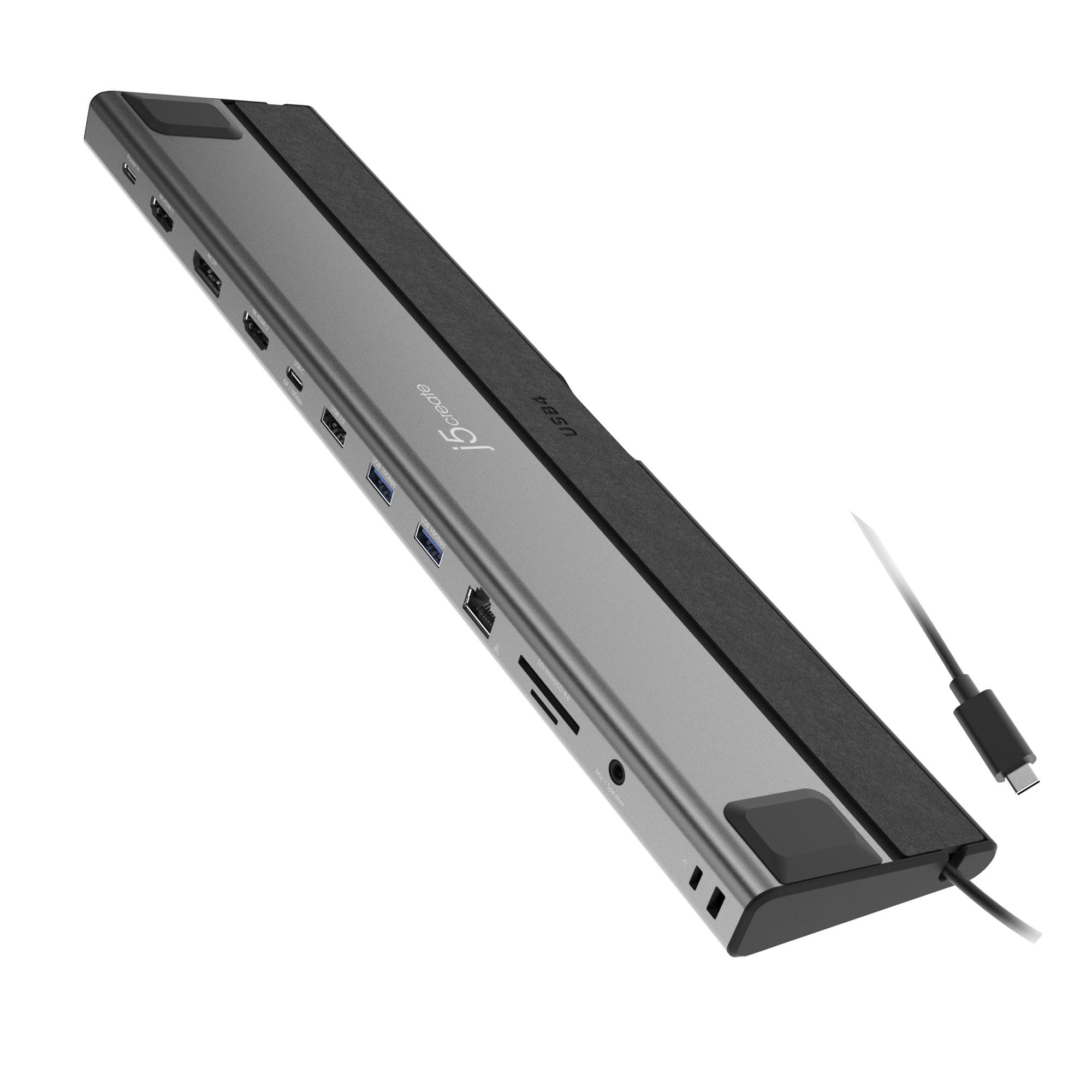 j5create JCD554-N replicatore di porte e docking station per laptop Cablato USB4 Nero Grigio