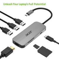Acer HP.DSCAB.008 replicatore di porte e docking station per notebook Cablato USB 3.2 Gen 2 3.1 Gen 2 Type-C Argento (7IN1 USB