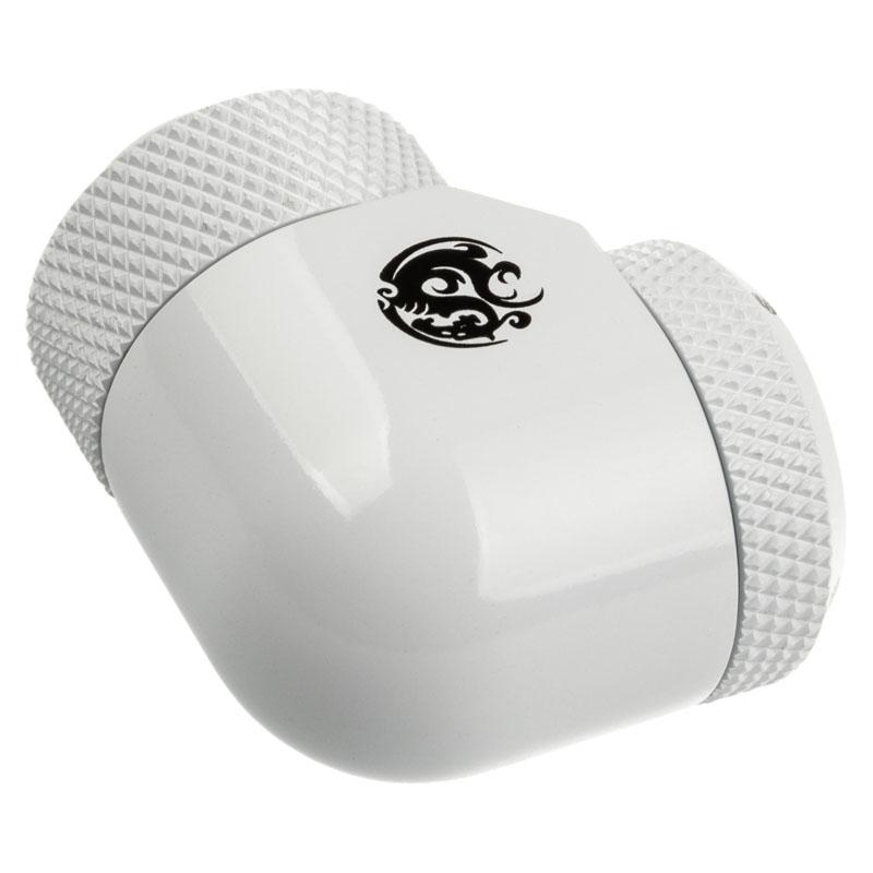 Adattatore da 90 gradi G1/4 pollici AG a tubo rigido AD da 14 mm - ruotabile, bianco