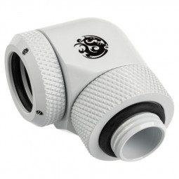 Adattatore da 90 gradi G1/4 pollici AG a tubo rigido AD da 14 mm - ruotabile, bianco
