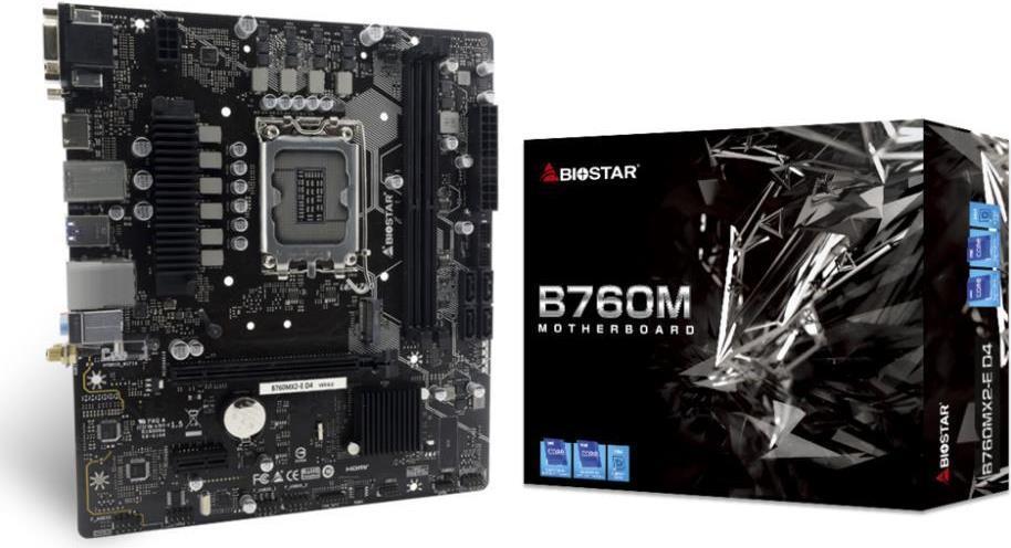 MB BIOSTAR B760MX2-E D4 LGA1700 (RAPTOR LAKE) 2DDR4 VGAHDMIDVI PCIE 4SATAM.2 mATX