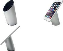 STAMPO SMARTPHONE HELIT "The Magic Stand", argento realizzato in alluminio, per smartphone con e senza copertura protettiva fin