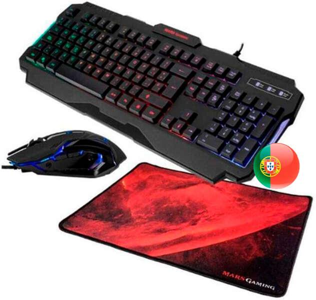 Mars Gaming Combo gaming RGB MCP118 - Tastiera mouse e pad - Illuminazione RGB Rainbow - Caratteristiche Pro-Gaming - Design ot