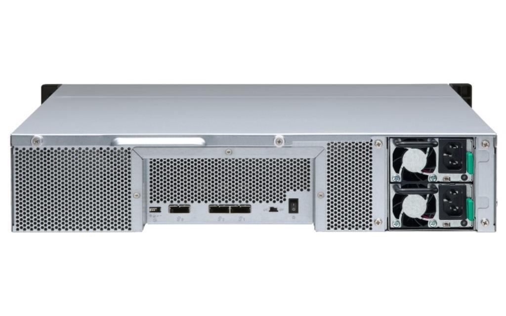 QNAP JBOD TL-R1200S-RP, 12 bay 2U rackmount SATA JBOD expansion unit, redundant PSU, with a QXP-1600eS PCIe SATA host card and