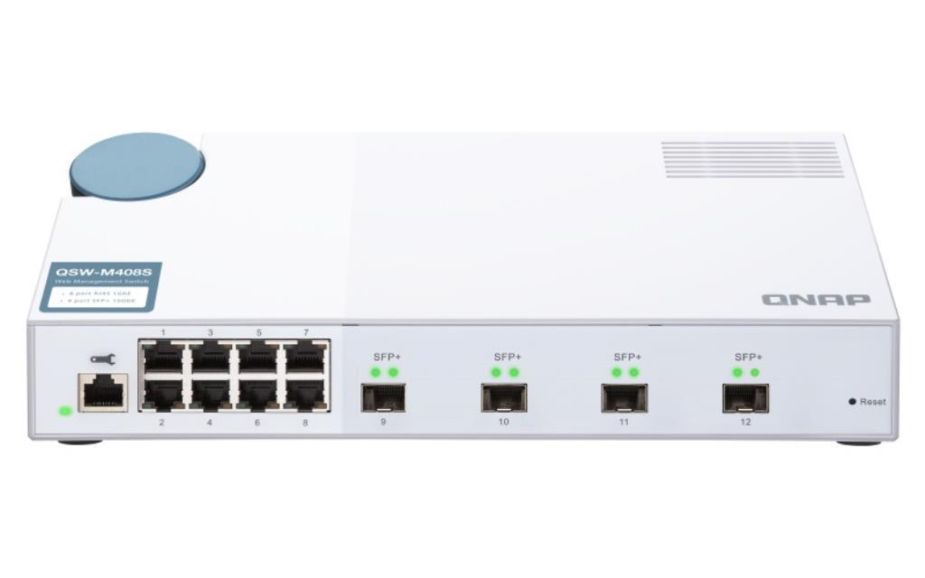 Switch 10Gb QNAP 12 porte : 8 ports 1GbE, 4 SFP+ 10 GbE - (Transceiver non inclusi)