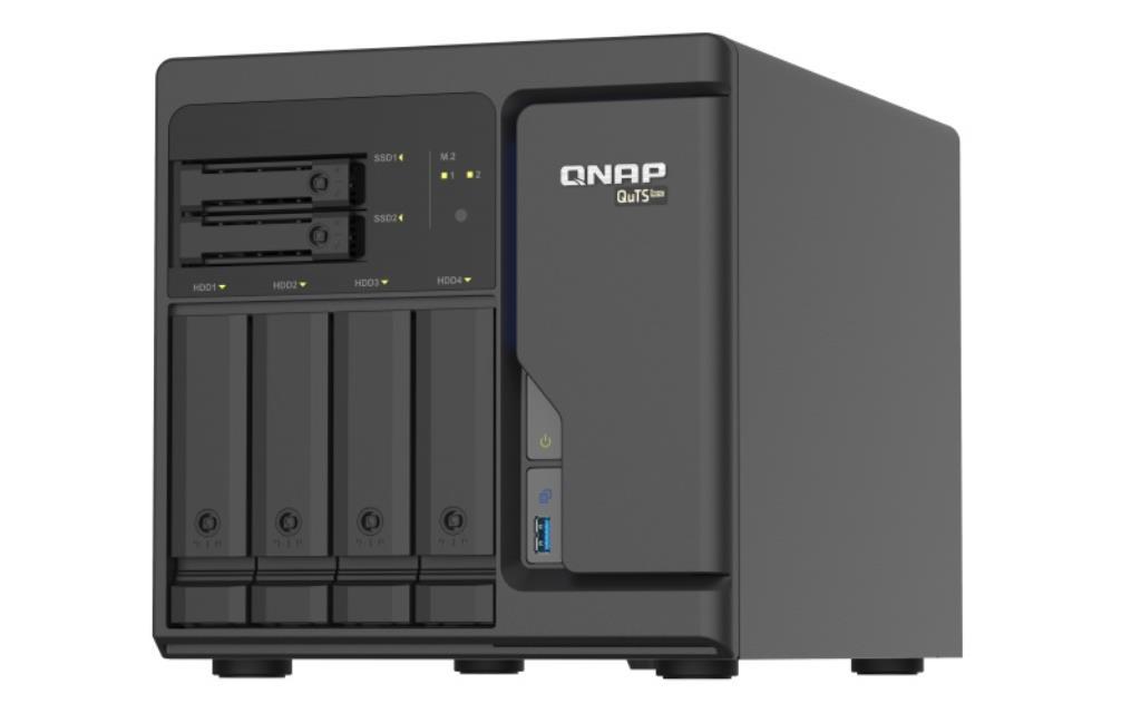 QNAP NAS TS-h686-D1602-8G, 6 Bay QuTS hero, built-in 2 M.2 NVMe Gen3 x4 port, SATA 6G, Xeon D-1602 2.5GHz, 8GB ECC RAM, 4 x 2.5