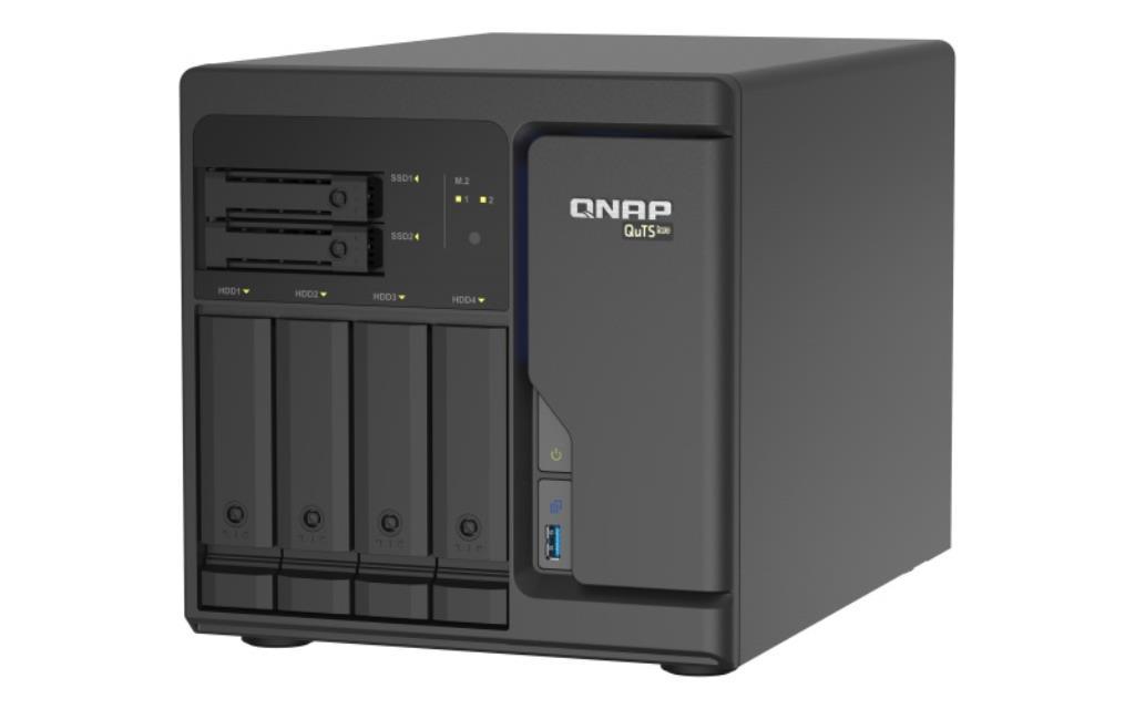 QNAP NAS TS-h686-D1602-8G, 6 Bay QuTS hero, built-in 2 M.2 NVMe Gen3 x4 port, SATA 6G, Xeon D-1602 2.5GHz, 8GB ECC RAM, 4 x 2.5