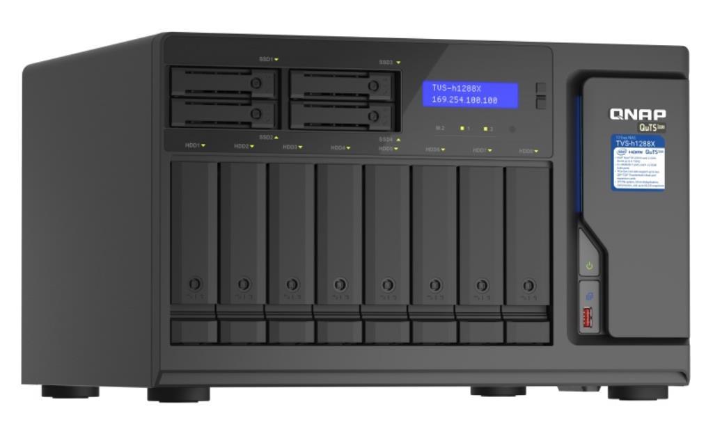 NAS QNAP Tower TVS-H1288X-W1250-16G - Box vuoto - 8 bays 3.5" + 4 bays 2.5" - Alimentazione interna